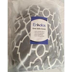 Enhalos Sofa Cover Gray/White Geometric High Elastic Anti-Mite New in Pkg.  Knit